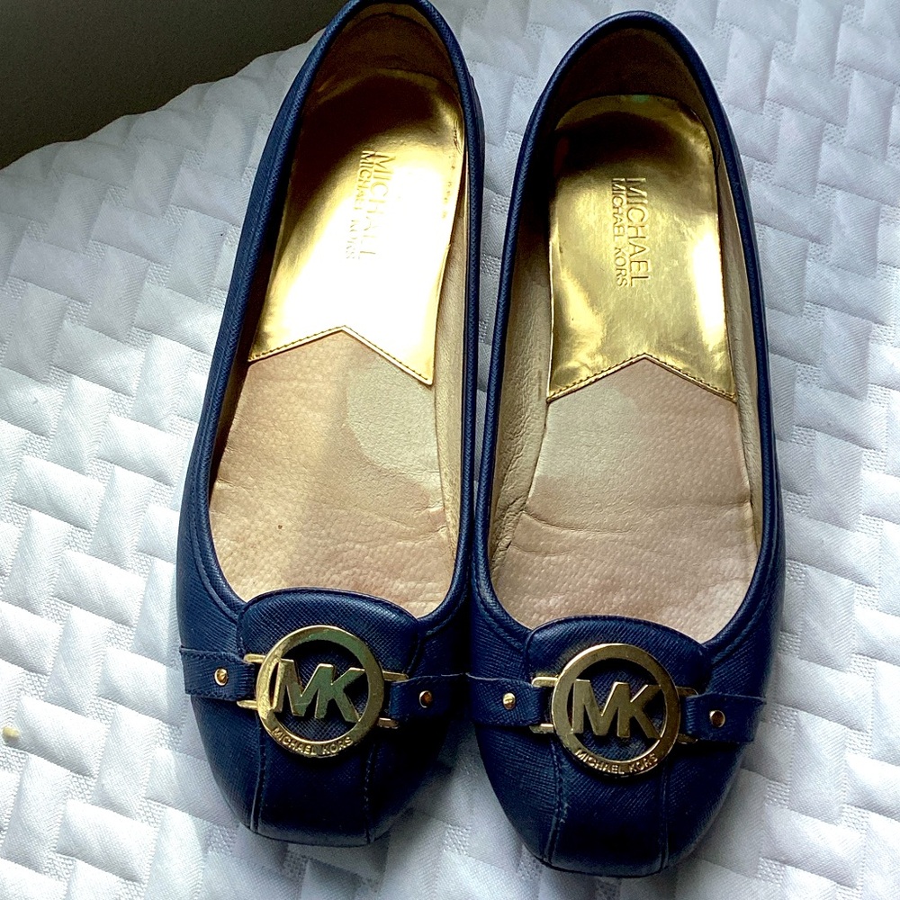 Michael Kors Navy Blue Ballet Flats Size 10